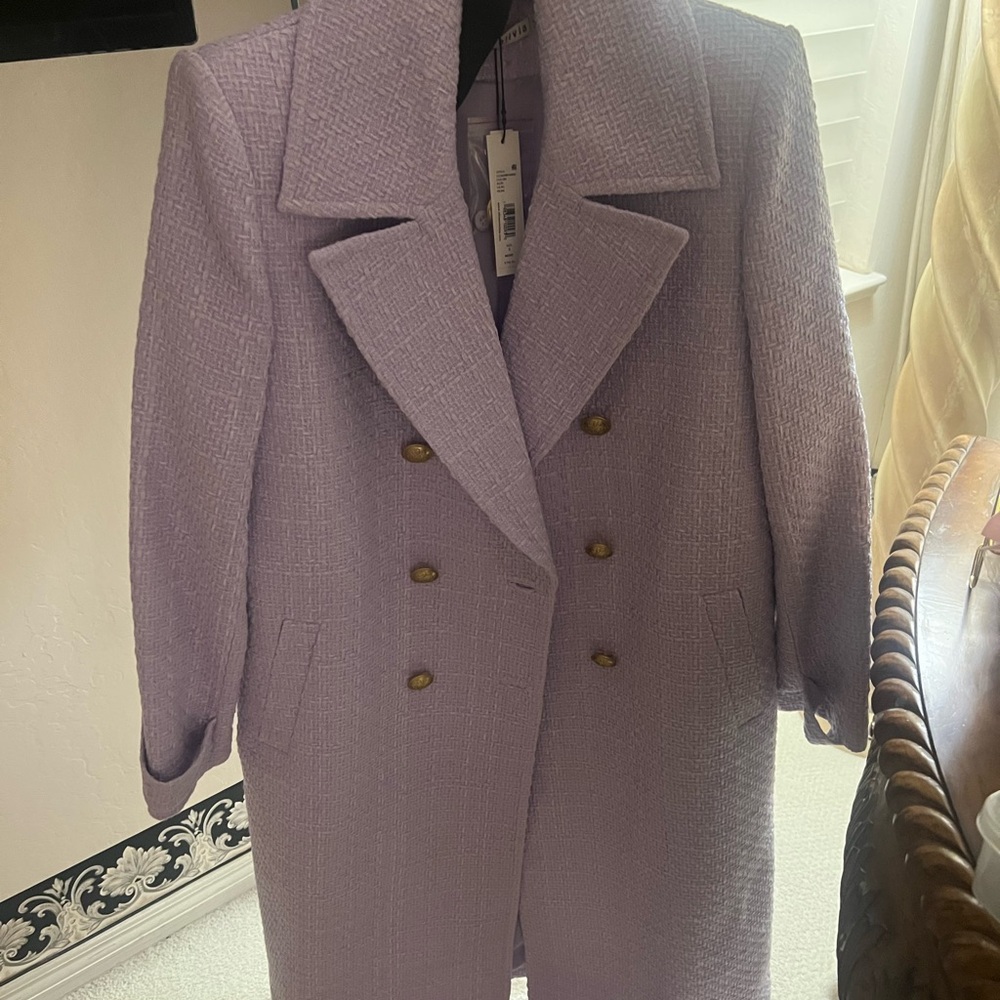Alice + Olivia Light Purple Double-Breasted Trench Coat - Picture 12 of 13